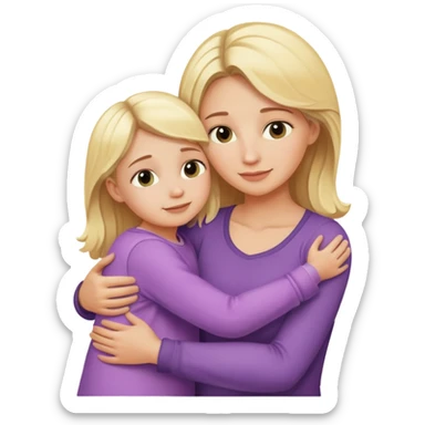 Blonde mother and little daughter hugging  sticker