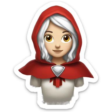 The white girl with white hair in the red cape and red hood. sticker