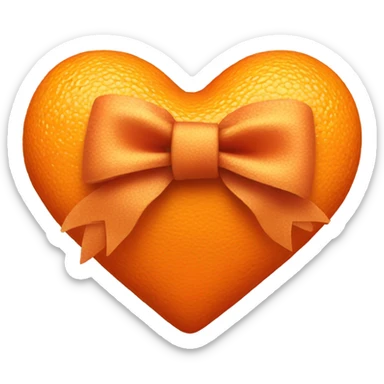 Orange heart with bow sticker