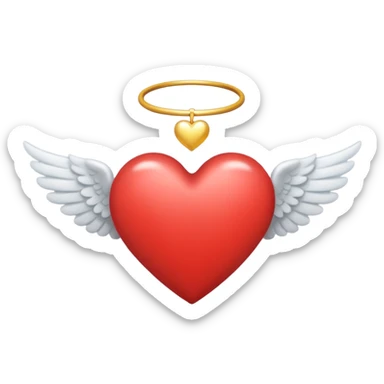 heart with an angel halo above it and angel wings sticker