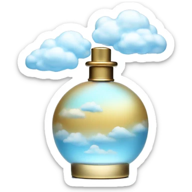 blue sky perfume bottle with white cloud holder sticker
