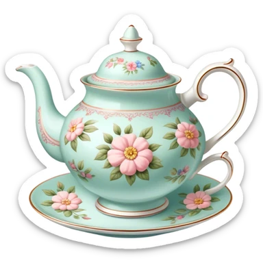Vintage tea with flower design sticker