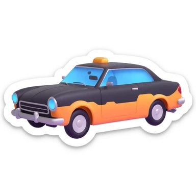 Make the transparent film stand out, floating and partially off the car, to show the application process, elegant 3D style sticker