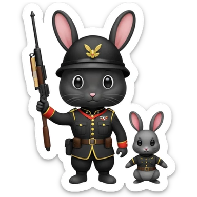 black rabbit with soldier costume sticker