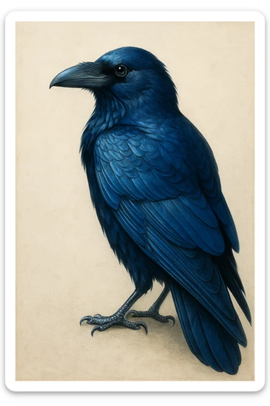 blue raven, detailed, elegant sticker