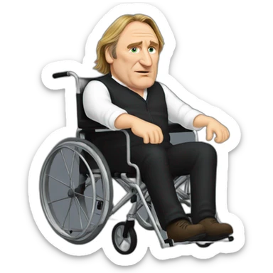 Gérard Depardieu in a weelchair sticker