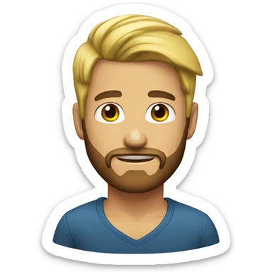 guy with neck tattoos and blonde hair with a medium brown beard sticker