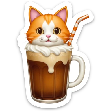 orange cat with root beer float sticker