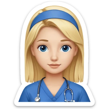 Blonde girl in scrubs  sticker