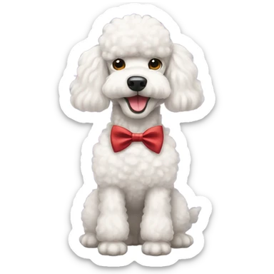 White poodle with a bow tie  sticker