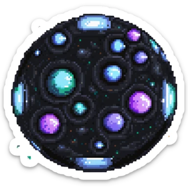 galaxy nebula orb, pixel art style, tiny stars and cosmic swirls sticker