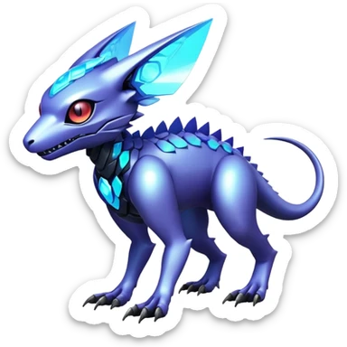  exotic futuristic modern cyber-Fakémon-Digimon-Trico-Vernid-creature sticker