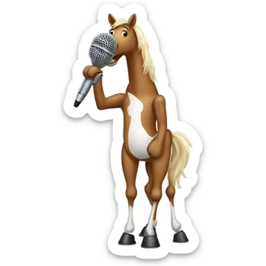 Horse singing into microphone  sticker