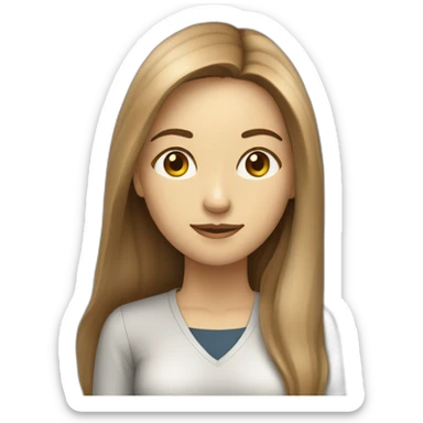 woman data science engineer, white, brown long hair, dealing with all the data related requests sticker