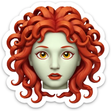 statue head medusa red hair marble sticker