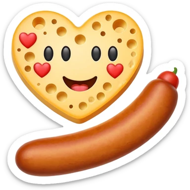 Make emoji sausage cheese love shape sticker