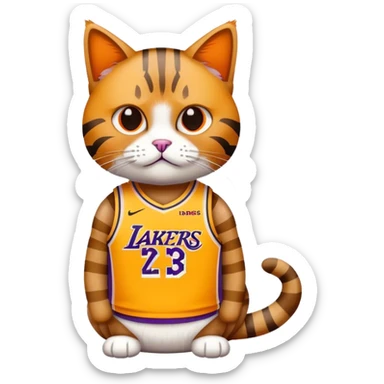 cat wearing lakers lebron james jersey sticker