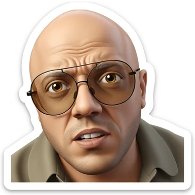 bald man with sunglasses portrait sticker