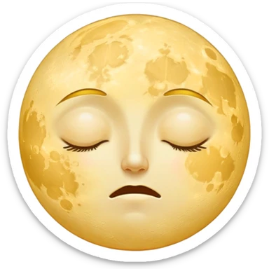 full yellow moon with sleepy drowsy face with closed eyes sticker