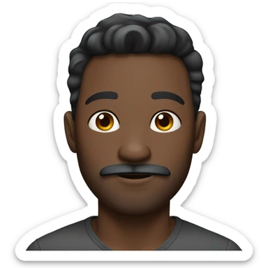 Dark skin man with black faded hair and black stubble beard with mustache sticker