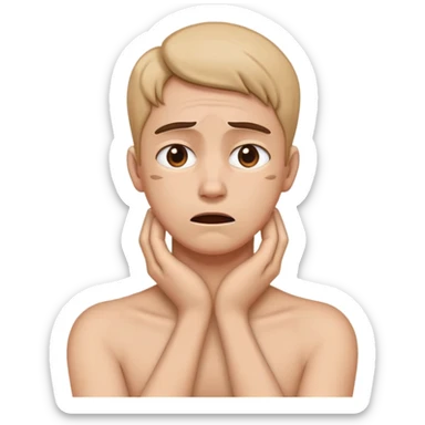 holding neck with both hands with an upset expression sticker