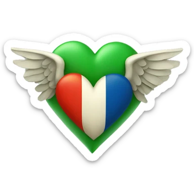 Yellow heart, green heart, Irish flag, blue heart, wings around red heart sticker