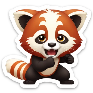 Red panda clenches his fist and is angry sticker