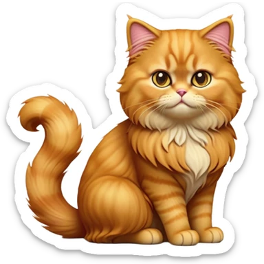cinematic-[ginger persian cat]-realistic-full-body-sitting-emoji,-tail-curled-playfully-around-its-paws,-head-tilted-dramatically,-fluffy-[ginger]-fur,-simplified-yet-realistic-focused-features,-highly-detailed,-glowing-with-an-almost-sarcastic-glow sticker