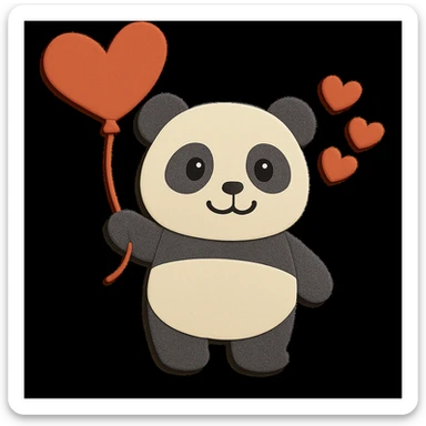 Keep the design unchanged with a happy face, just edit the panda's eyes to look visually good, well-shaped, and normal. Maintain all other elements as they are. sticker