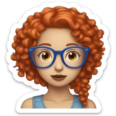 girl with curly red hair and blue glasses kissing  glasses glasses sticker