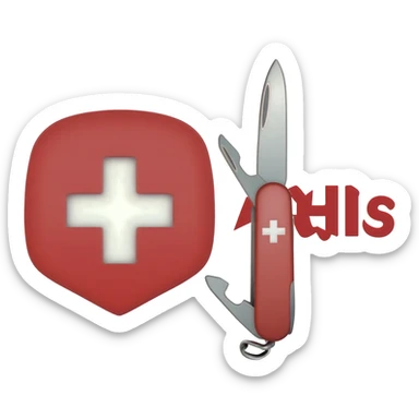 combine a swiss army knife with the q-sys logo sticker