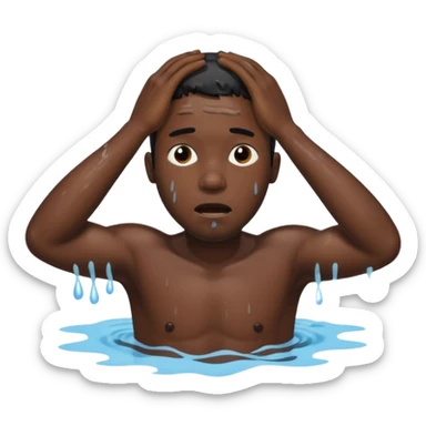 Drowning black man sticker