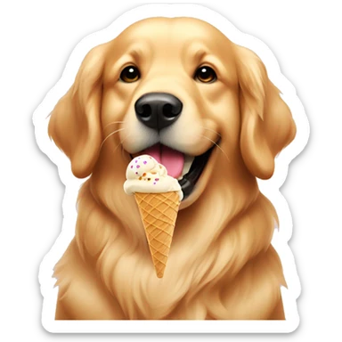golden retriever eating ice cream  sticker