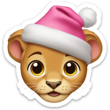 Baby Nala from Lion King wearing Pink Santa Hat sticker