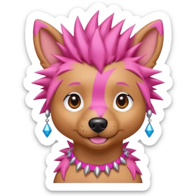 pink very spiky haired dog with earrings sticker