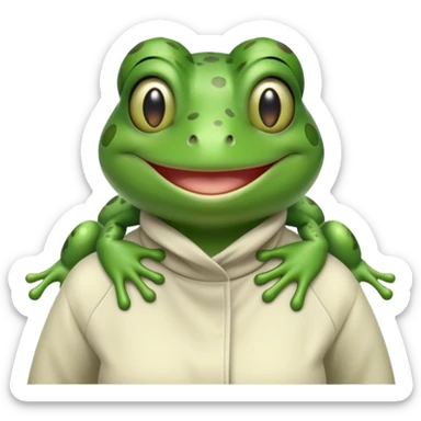 smiling female frog character in casual clothes upright pose sticker