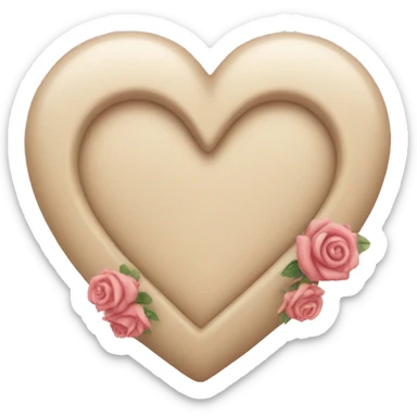 beige heart with rose edging sticker