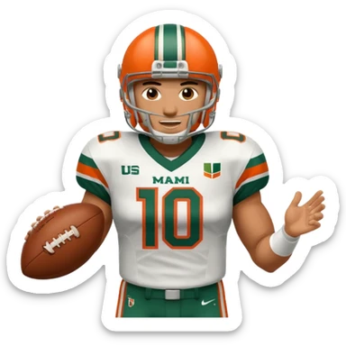 football player for the university of miami wearing number 10 sticker