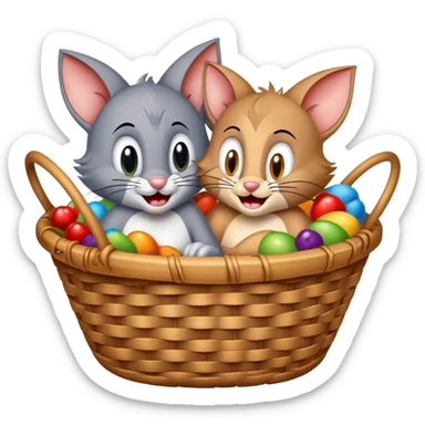 tom and jerry cartoon both in one basket sticker
