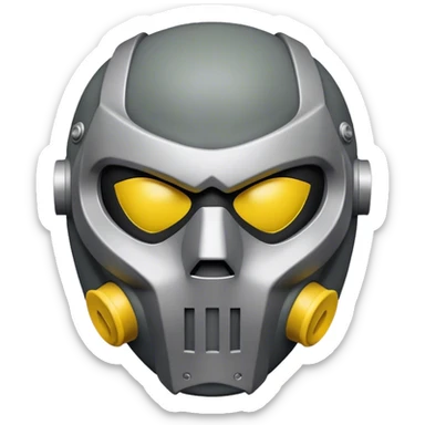 A circular yellow emoji with MF DOOM grey mask sticker