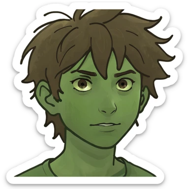 a teen boy with brown messy hair and brown eyes sticker