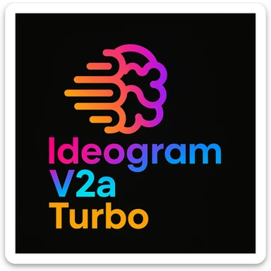 make a colorful text of "Ideogram V2a Turbo", black background, add this logo too sticker
