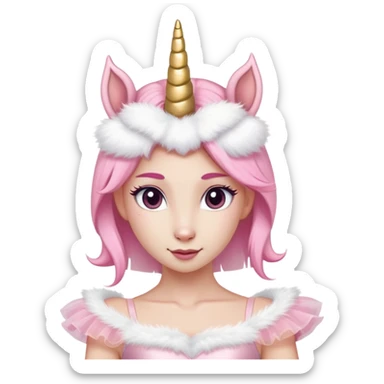 anthropomorphised female unicorn ballerina, head and shoulders, straight on, relaxed pose sticker
