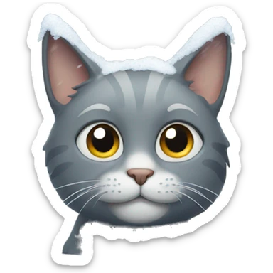 cat in snow sticker