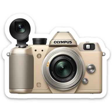 Extremely abstract Olympus Superzoom 70G camera, grayish-beige color, just the silhouette outline with no internal details sticker