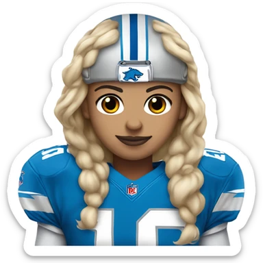 Dirty blonde white 17 year old in Detroit lions jersey  sticker