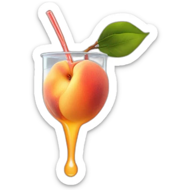 Peach juice dripping onto a tongue sticker