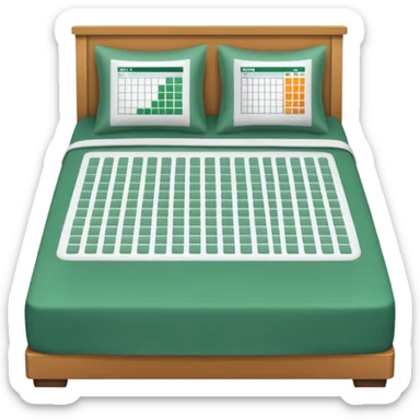 bedsheets with excel spreadsheet sticker