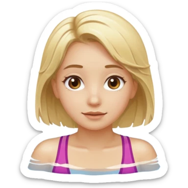 Girl blonde hair brown eyes swimming emoji sticker