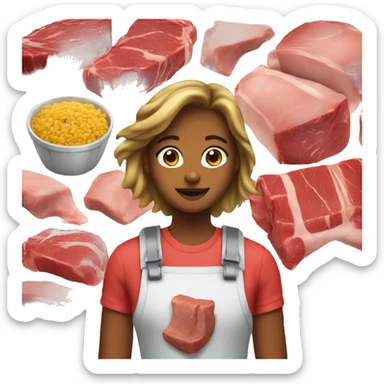 combine meat emoji with girl sticker